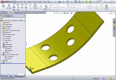 convert curved surface to sheet metal solidworks|SolidWorks sheet metal edge flange.